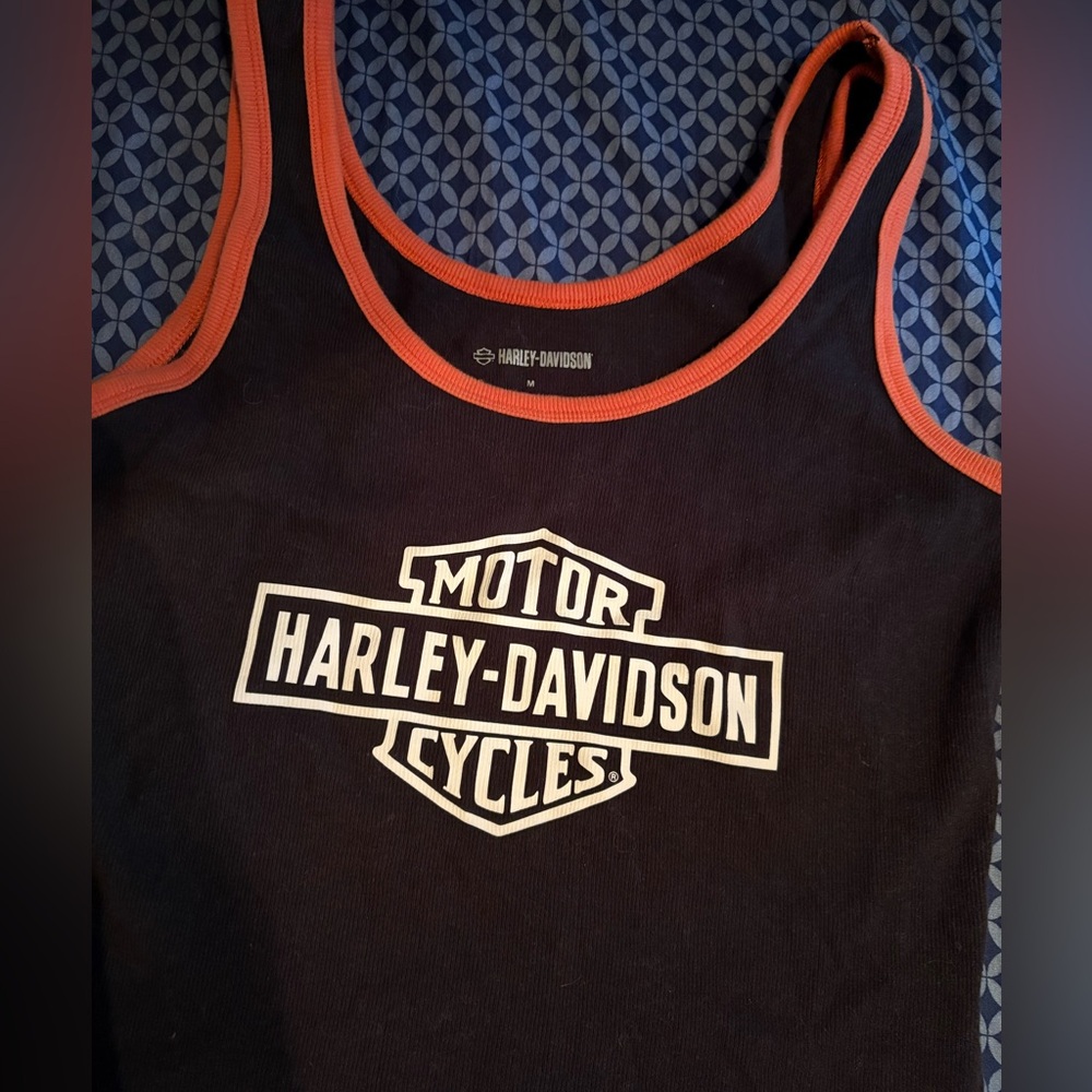 Harley-Davidson Black Tank Top with Orange Trim